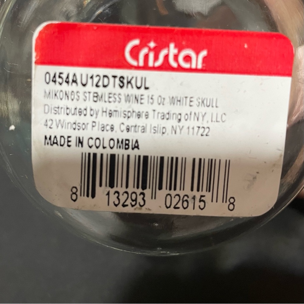 Cristar Day Of The Dead White Skull, Mikonos Stemless Glasses (Lot Of 6) NEW - Picture 7 of 8